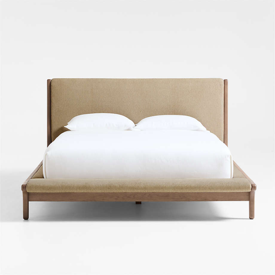 Alrik Brown Oak Wood Upholstered Queen