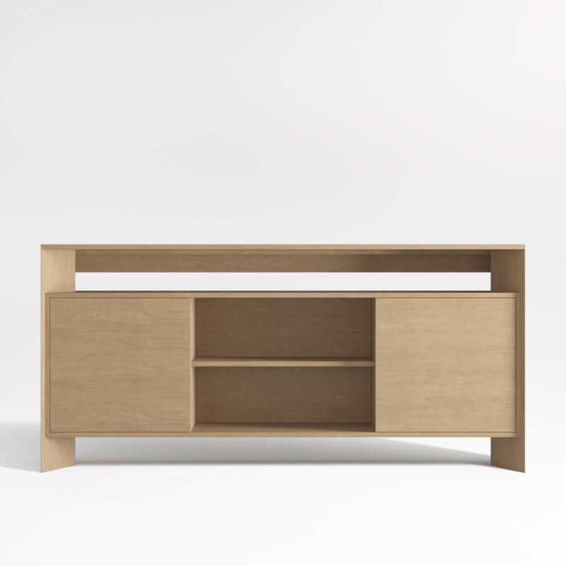 Natural Solid Oak Wood Storage Media Console